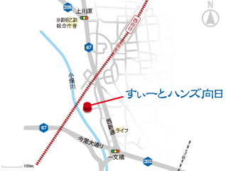 すぃーとハンズ向日　地図