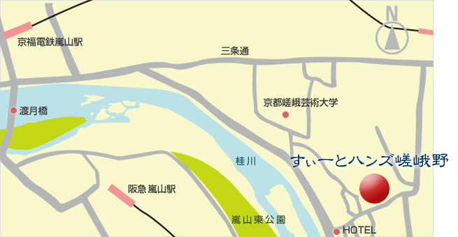 すぃーとハンズ嵯峨野近隣地図